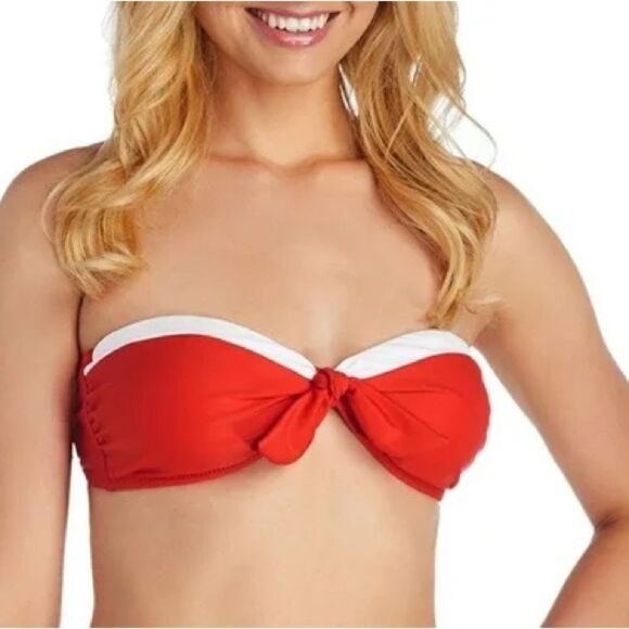 NWT Raisins Bondi Bandeau Bikini Top Red Size Small Retro Barbie - Picture 1 of 7